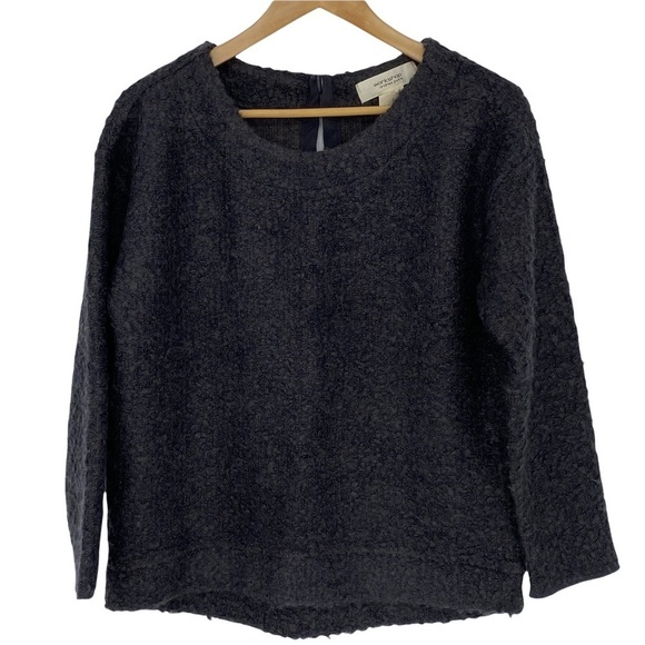 Workshop Andrea Jovine soft charcoal gray scoop neck boucle sweater, M - Picture 1 of 14
